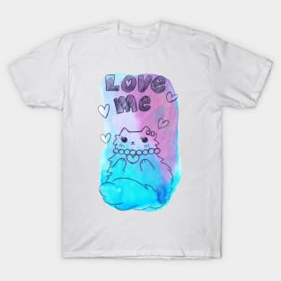 Love Me Fluffy Watercolor Cat T-Shirt